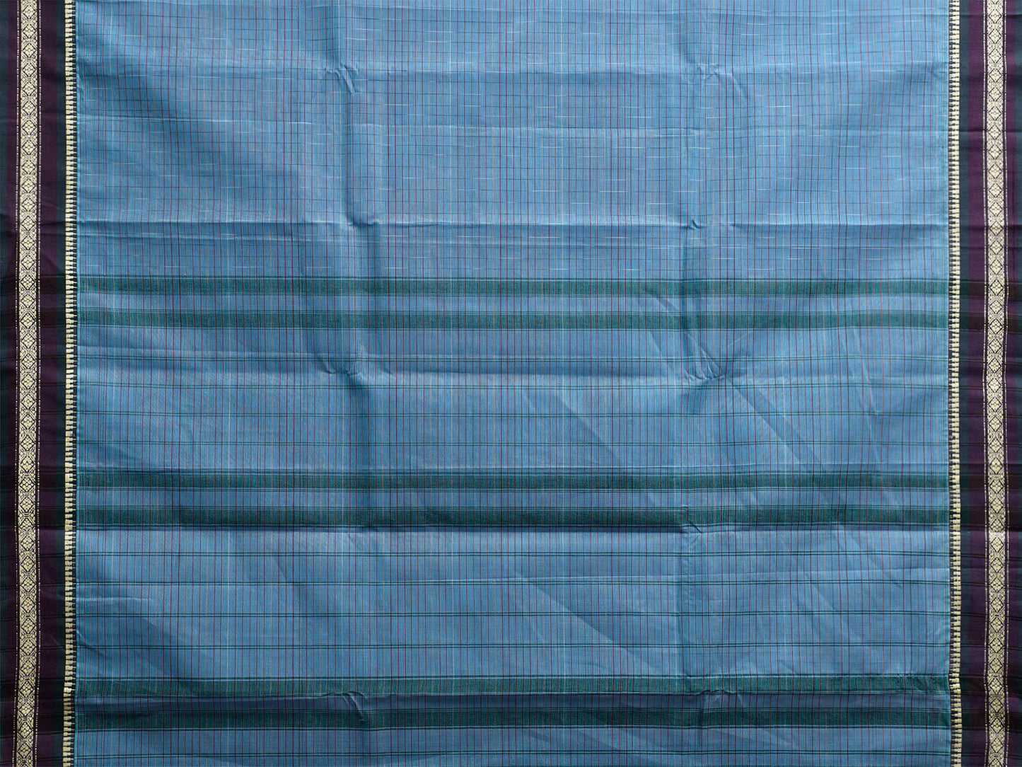 Blue and Black Narayanpet Cotton Saree with Strips Body and Pallu Design No Blouse np1234