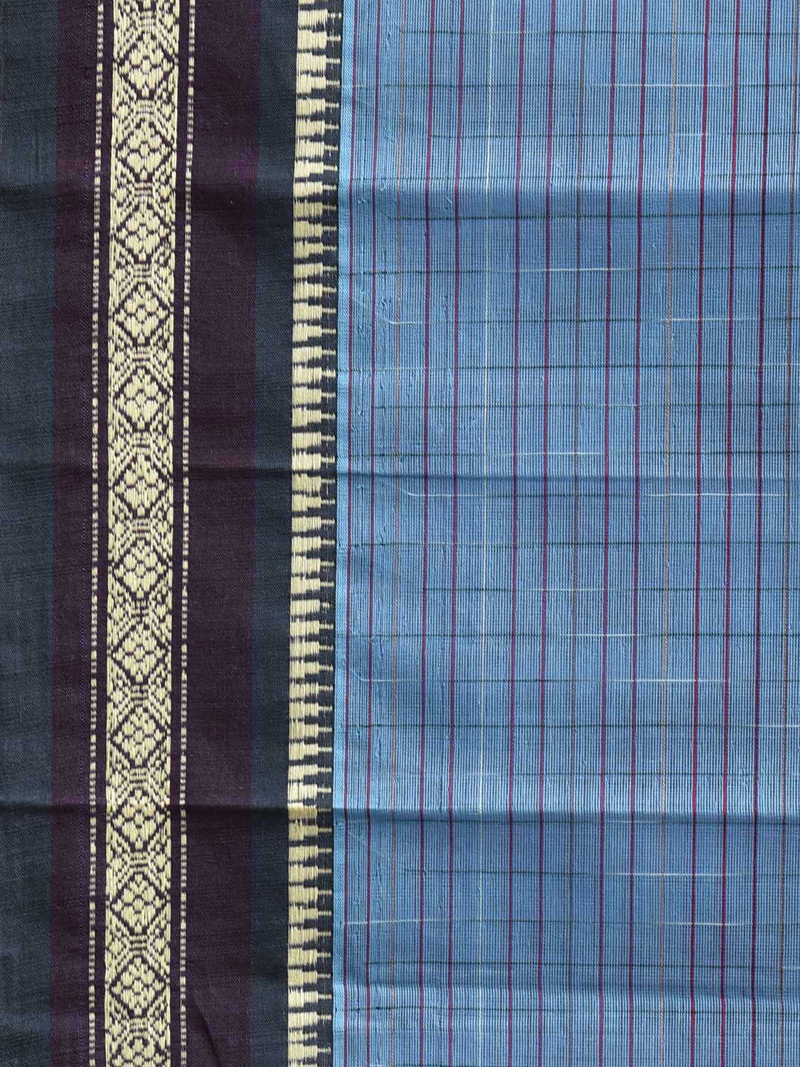 Blue and Black Narayanpet Cotton Saree with Strips Body and Pallu Design No Blouse np1234