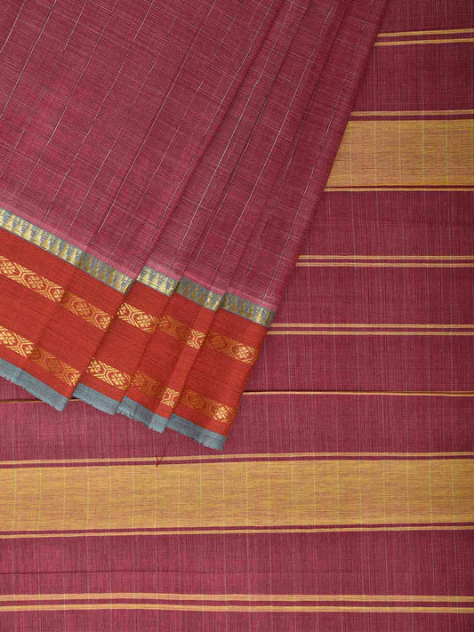Pink and Orange Narayanpet Cotton Saree with Checks and Strips Pallu Design No Blouse np1239