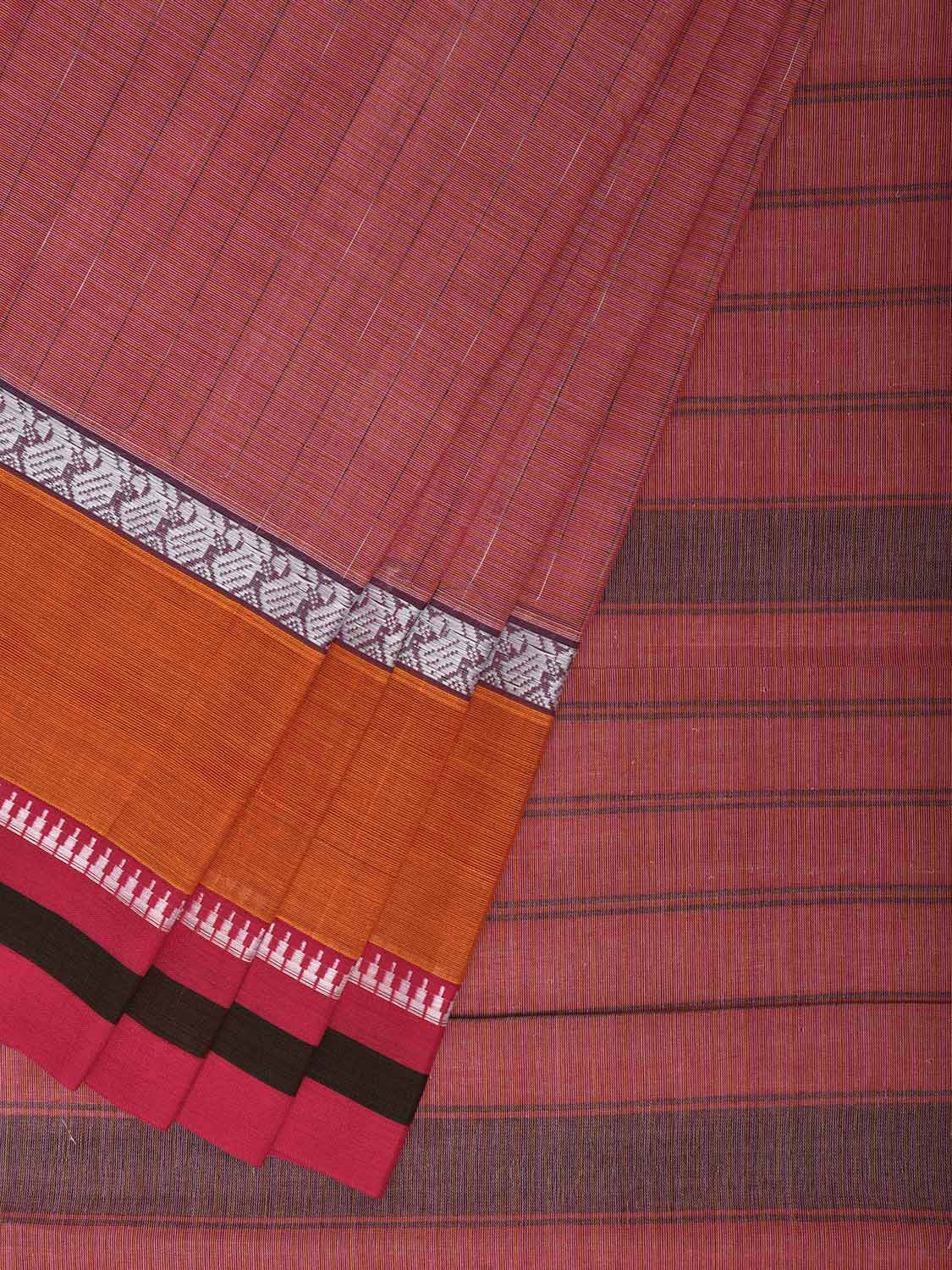 Peach and Pink Narayanpet Cotton Saree with Big Border Design No Blouse np1241