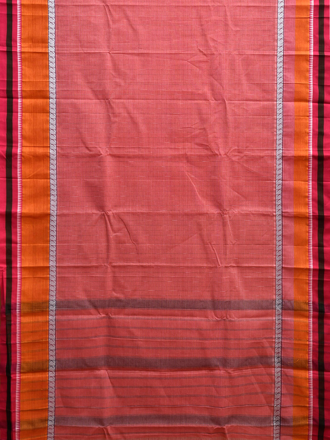 Peach and Pink Narayanpet Cotton Saree with Big Border Design No Blouse np1241