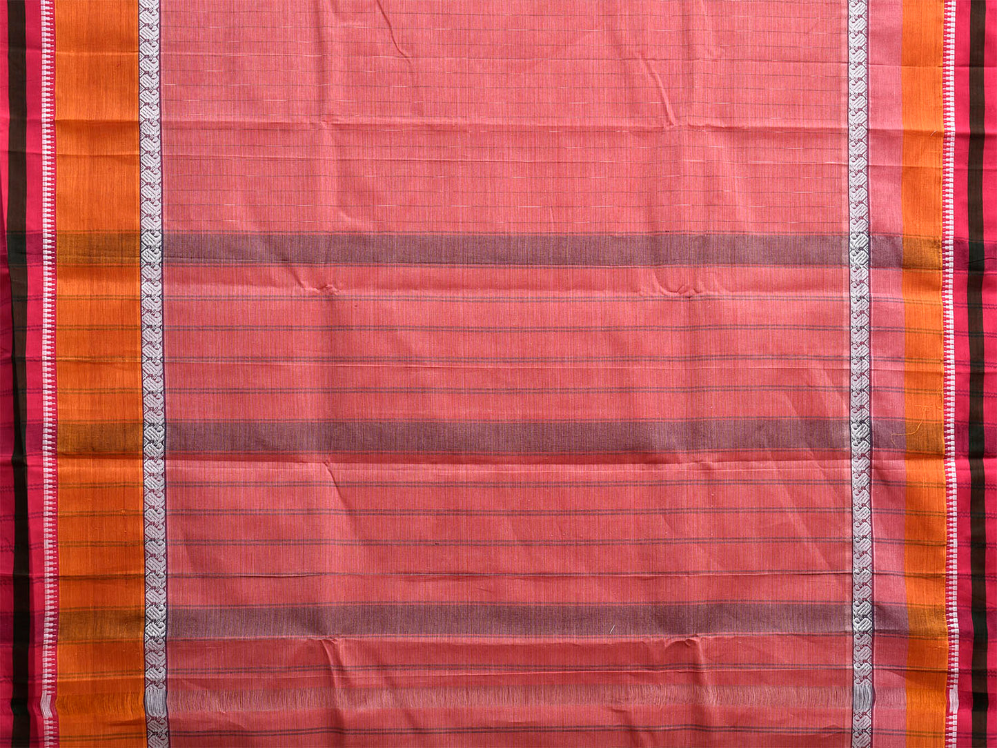 Peach and Pink Narayanpet Cotton Saree with Big Border Design No Blouse np1241