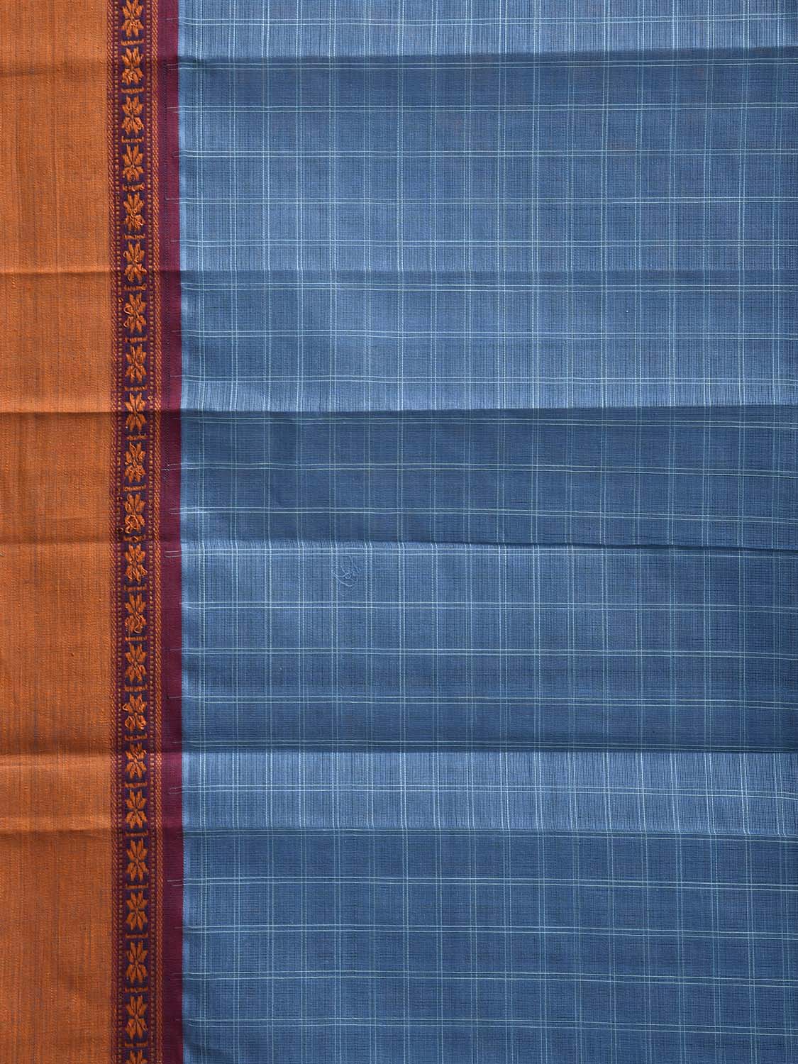 Blue and Yellow Narayanpet Cotton Handloom Saree with Checks Design No Blouse np1249