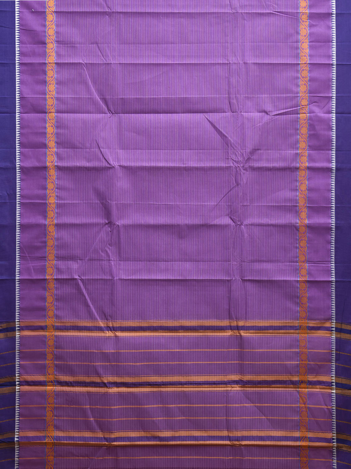 Lavender and Blue Narayanpet Cotton Handloom Saree with Big Border Design No Blouse np1278