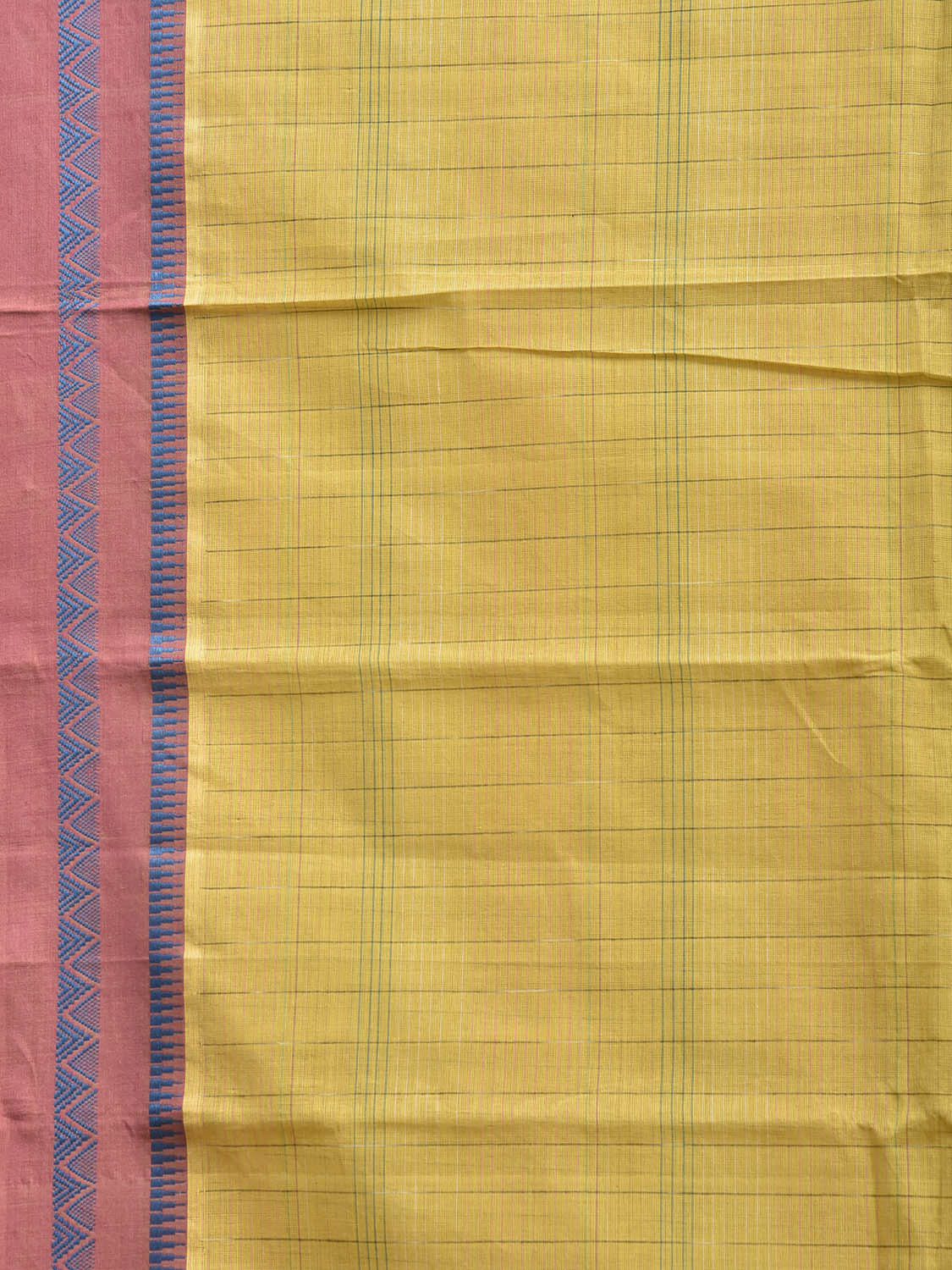 Yellow Narayanpet Cotton Handloom Saree with Strips Design No Blouse np1282