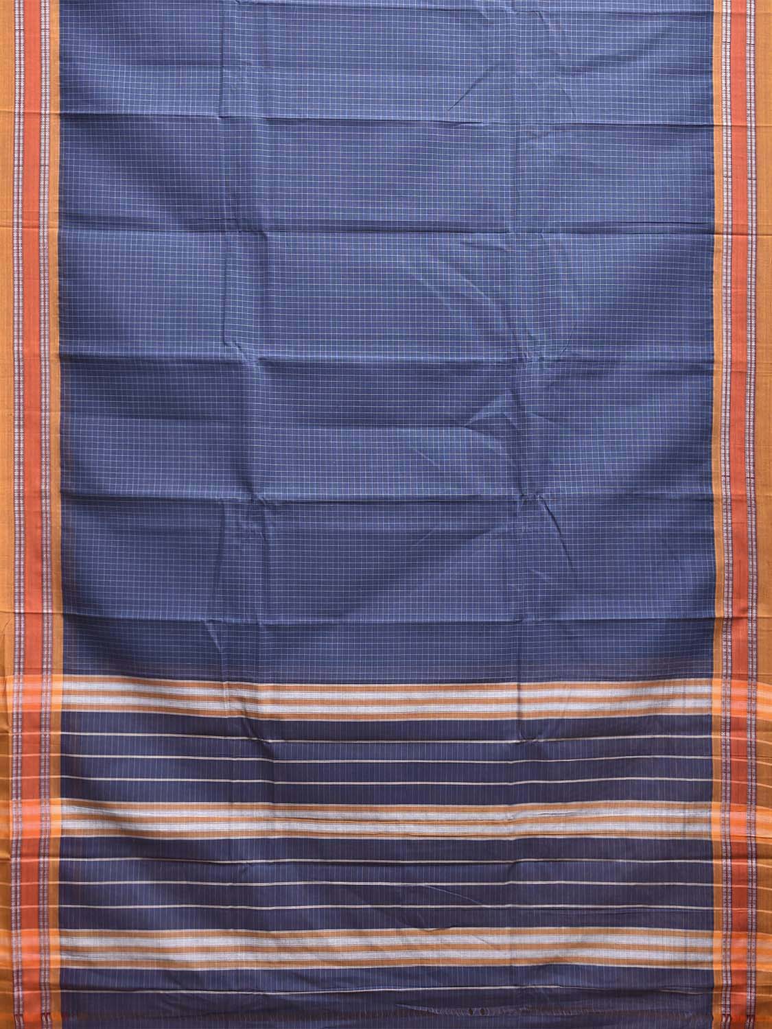Blue and Yellow Narayanpet Cotton Handloom Saree with Checks Design No Blouse np1289