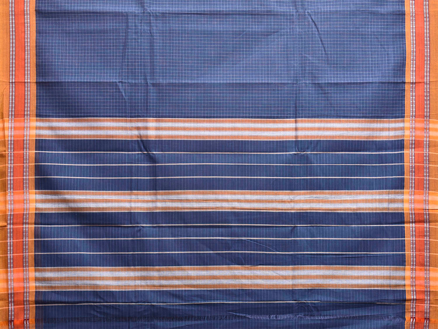 Blue and Yellow Narayanpet Cotton Handloom Saree with Checks Design No Blouse np1289