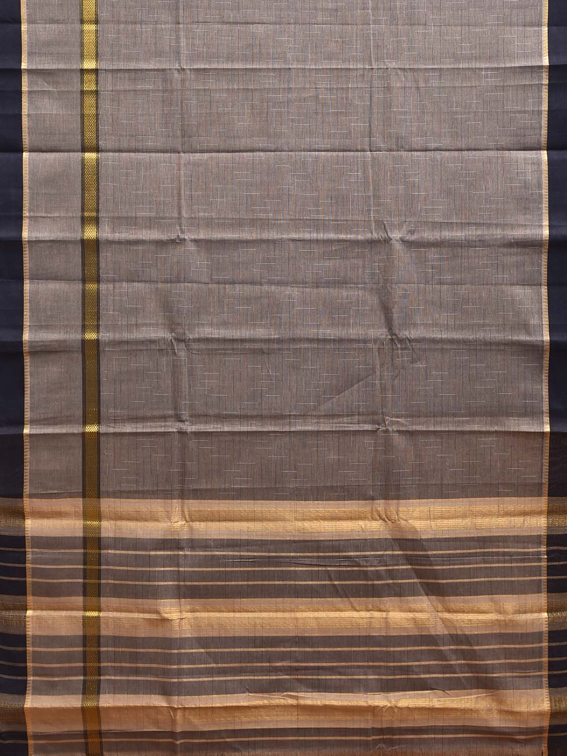 Grey and Black Narayanpet Cotton Handloom Saree with Big Border Design No Blouse np1290