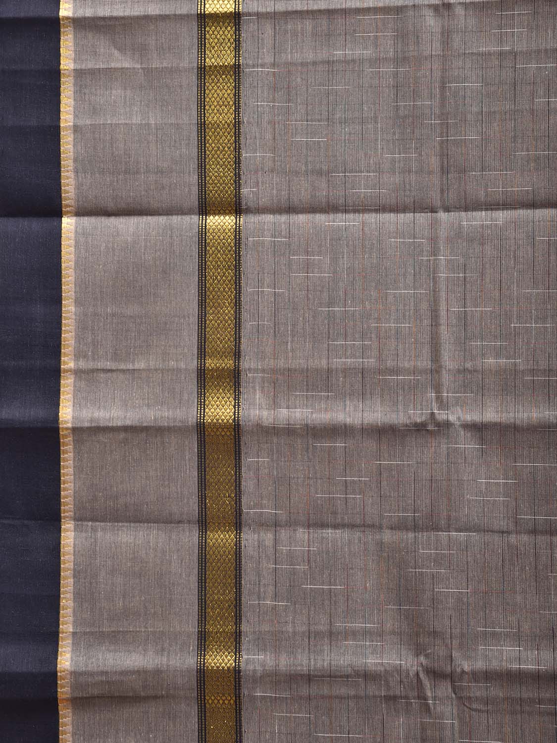 Grey and Black Narayanpet Cotton Handloom Saree with Big Border Design No Blouse np1290