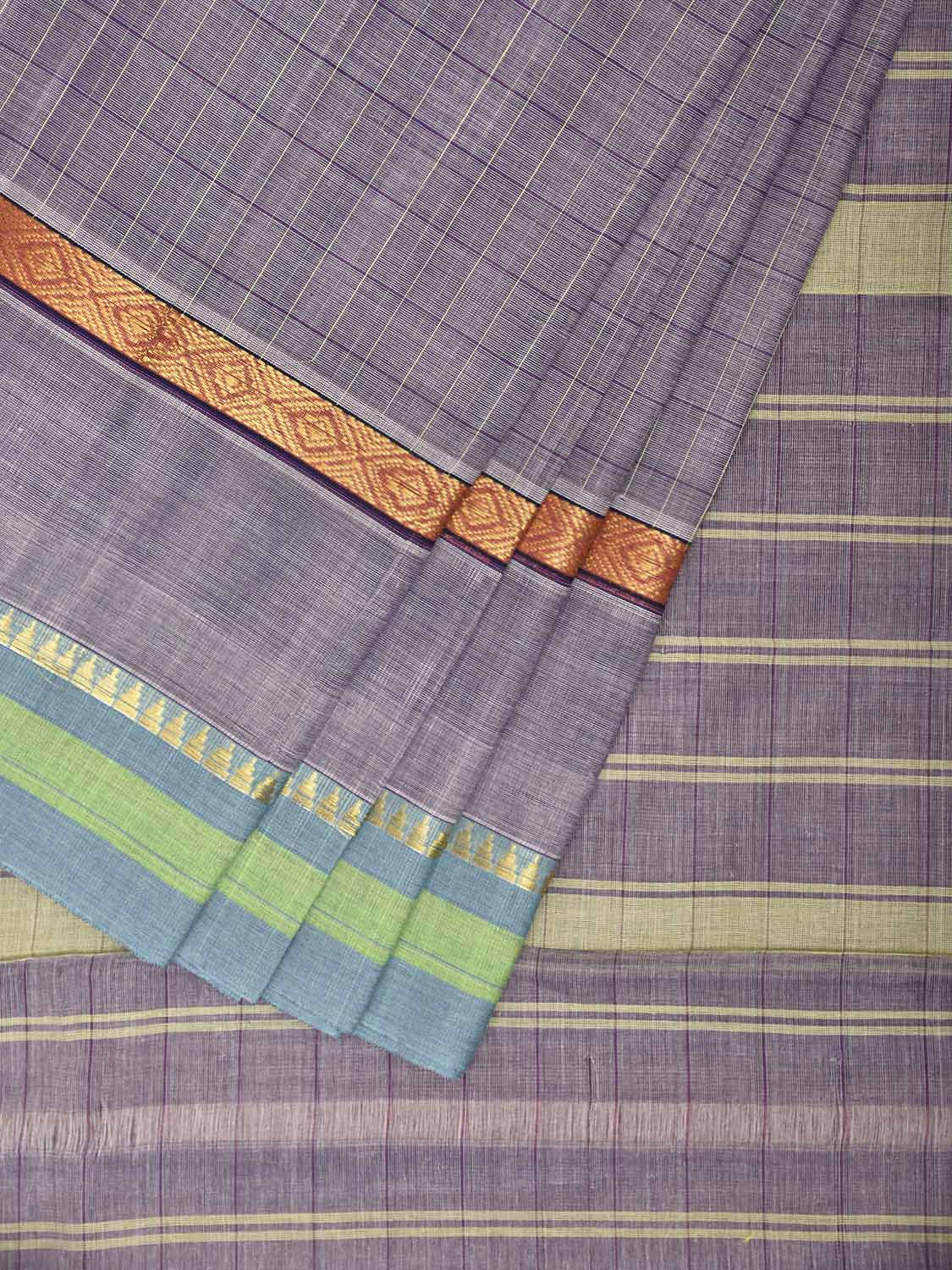 Light Lavender Narayanpet Cotton Handloom Saree with Big Border Design No Blouse np1292