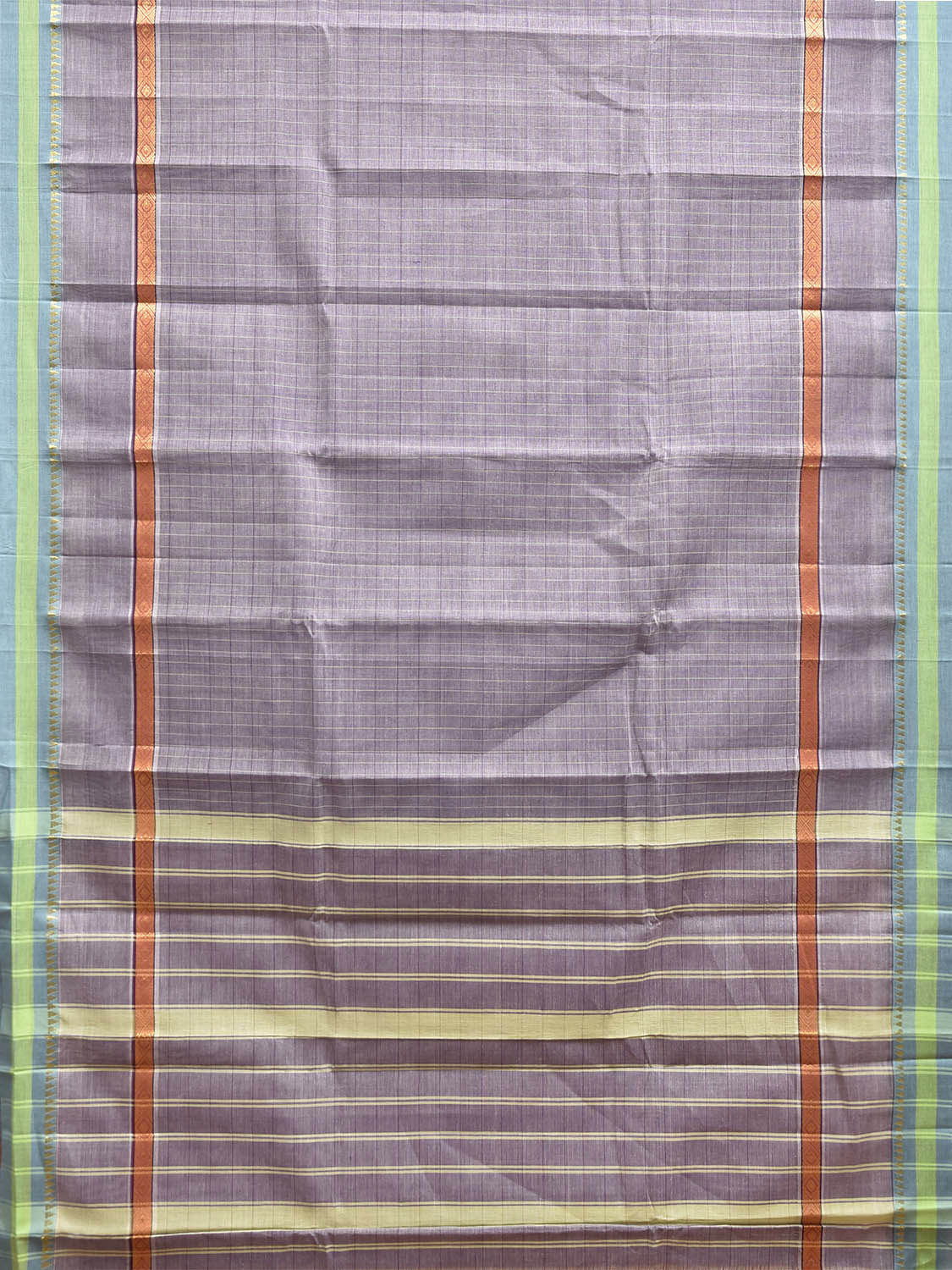 Light Lavender Narayanpet Cotton Handloom Saree with Big Border Design No Blouse np1292