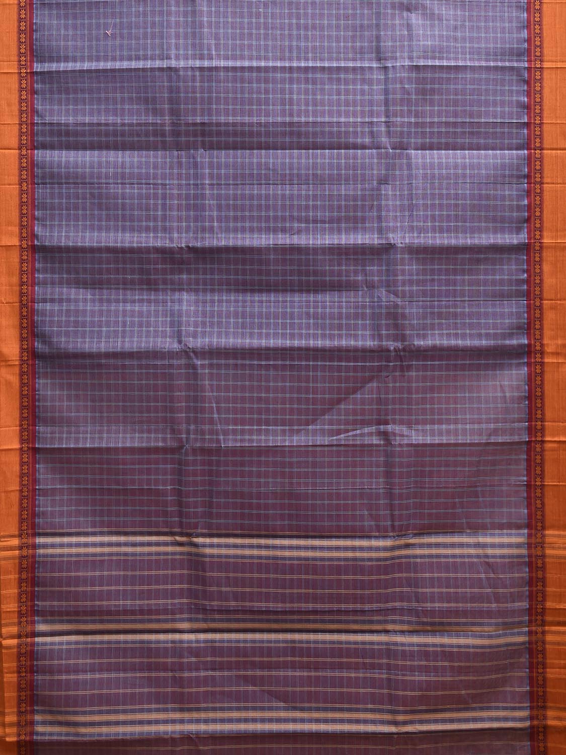 Light Purple and Yellow Narayanpet Cotton Handloom Saree with Big Checks Design No Blouse np1293