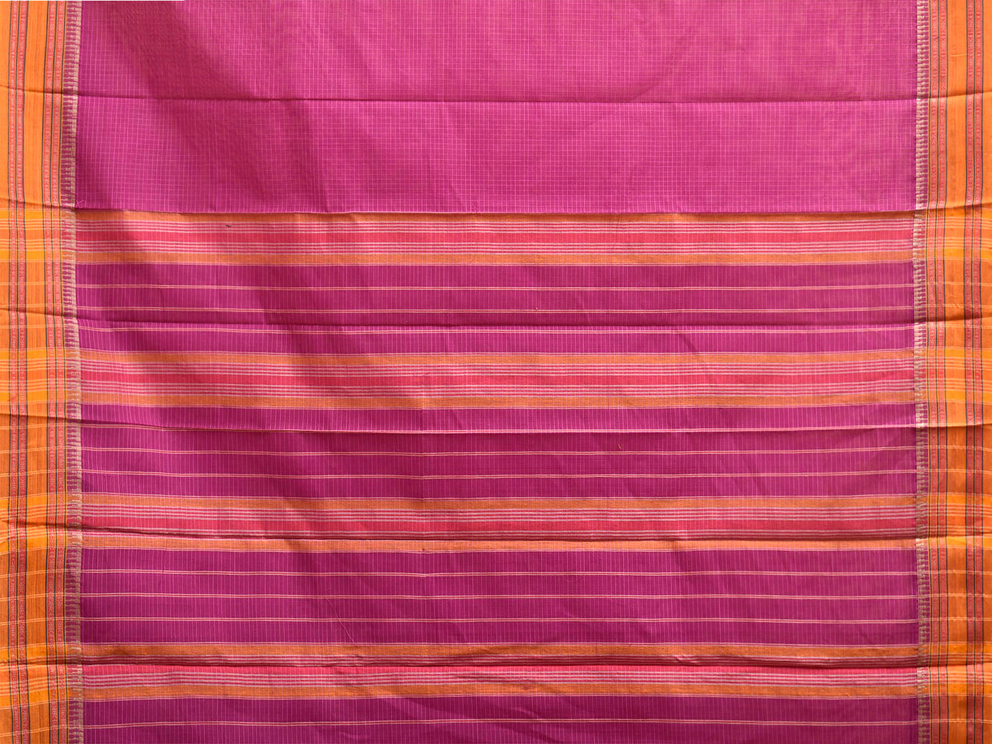 Pink and Yellow Narayanpet Cotton Handloom Saree with Checks Design No Blouse np1294