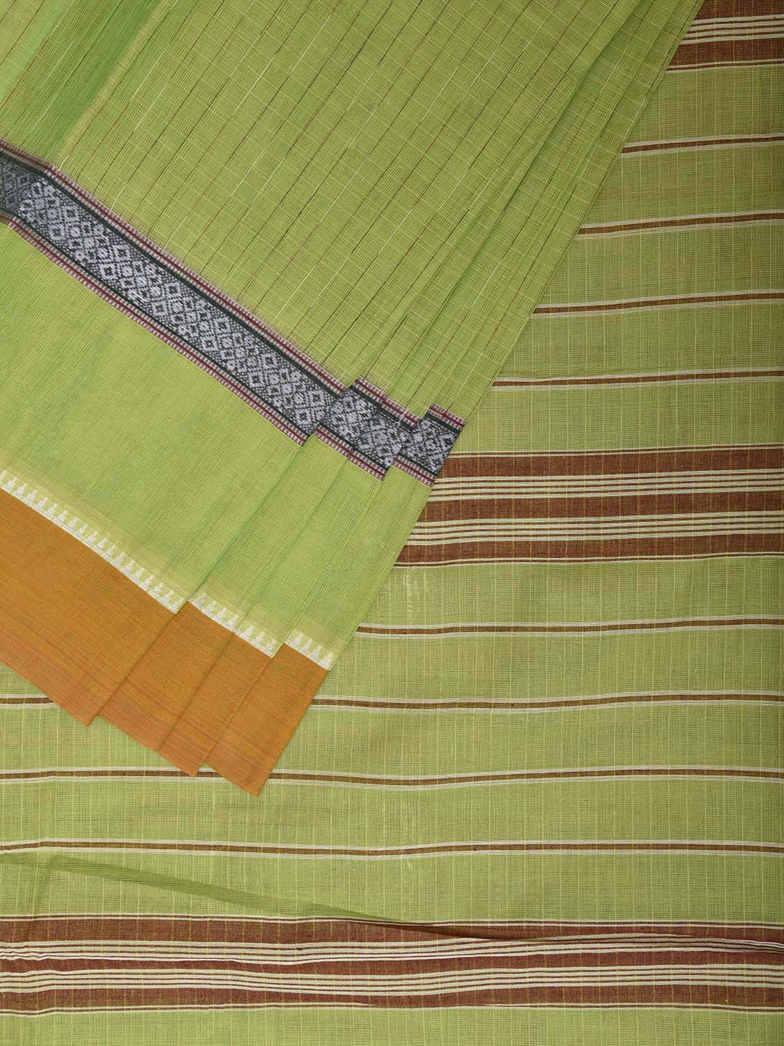 Light Green Narayanpet Cotton Handloom Saree with Checks and Big Border Design No Blouse np1300