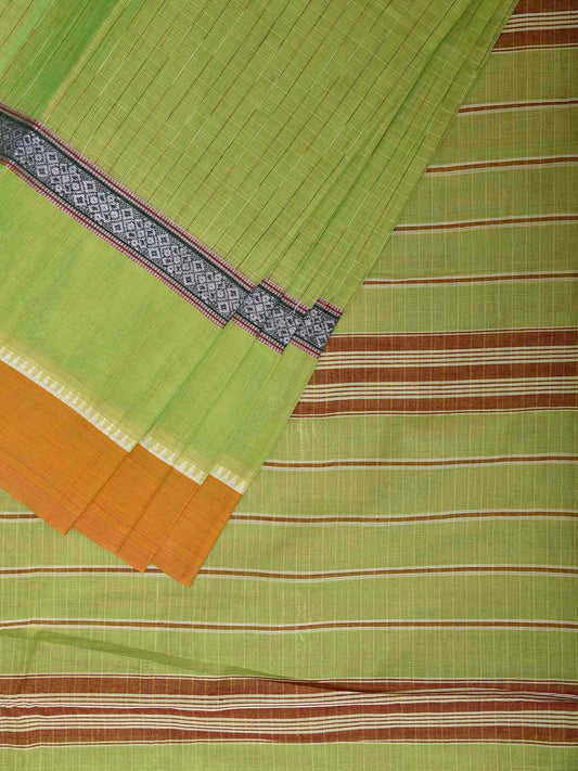 Light Green Narayanpet Cotton Handloom Saree with Checks and Big Border Design No Blouse np1300