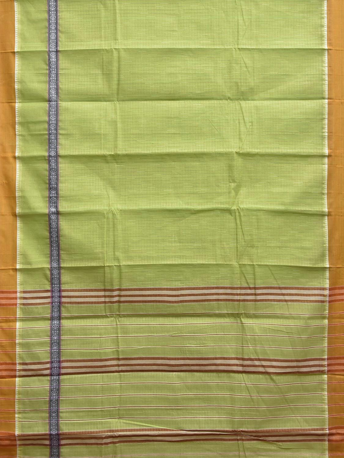 Light Green Narayanpet Cotton Handloom Saree with Checks and Big Border Design No Blouse np1300