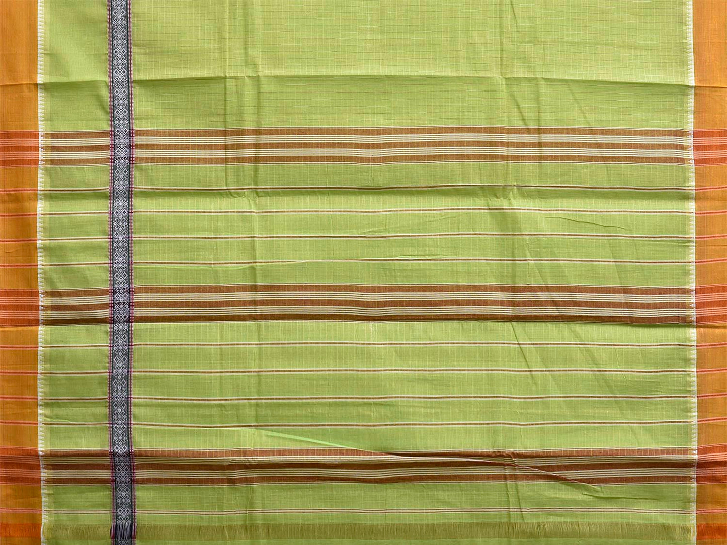 Light Green Narayanpet Cotton Handloom Saree with Checks and Big Border Design No Blouse np1300