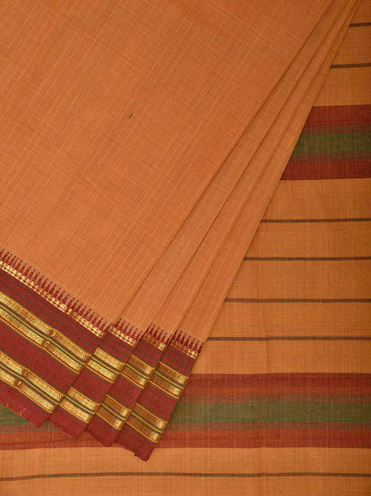 Mustard Narayanpet Cotton Handloom Saree with Checks Design No Blouse np1321