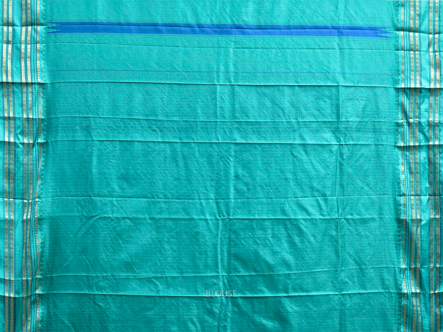 Dark Blue and Turquoise Narayanpet Silk Saree with Checks and Contrast Pallu Design np1325