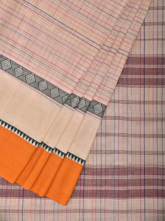 White and Yellow Narayanpet Cotton Handloom Saree with Big Border Design No Blouse np1332
