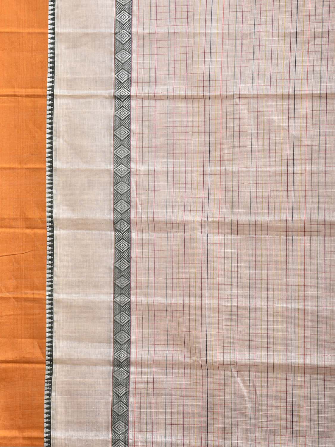 White and Yellow Narayanpet Cotton Handloom Saree with Big Border Design No Blouse np1332