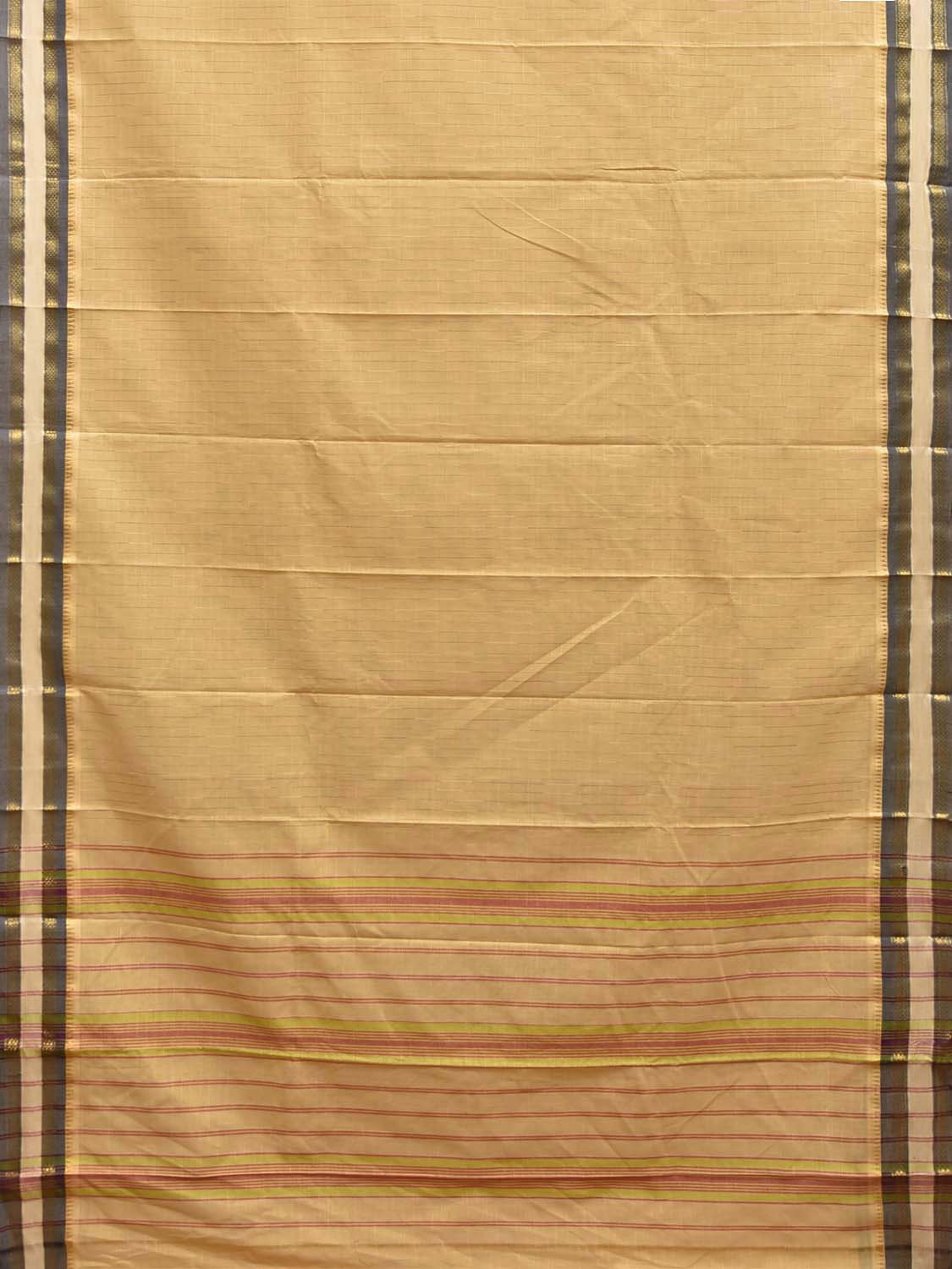 Light Yellow and Grey Narayanpet Cotton Handloom Saree with Strips Pallu Design No Blouse np1334