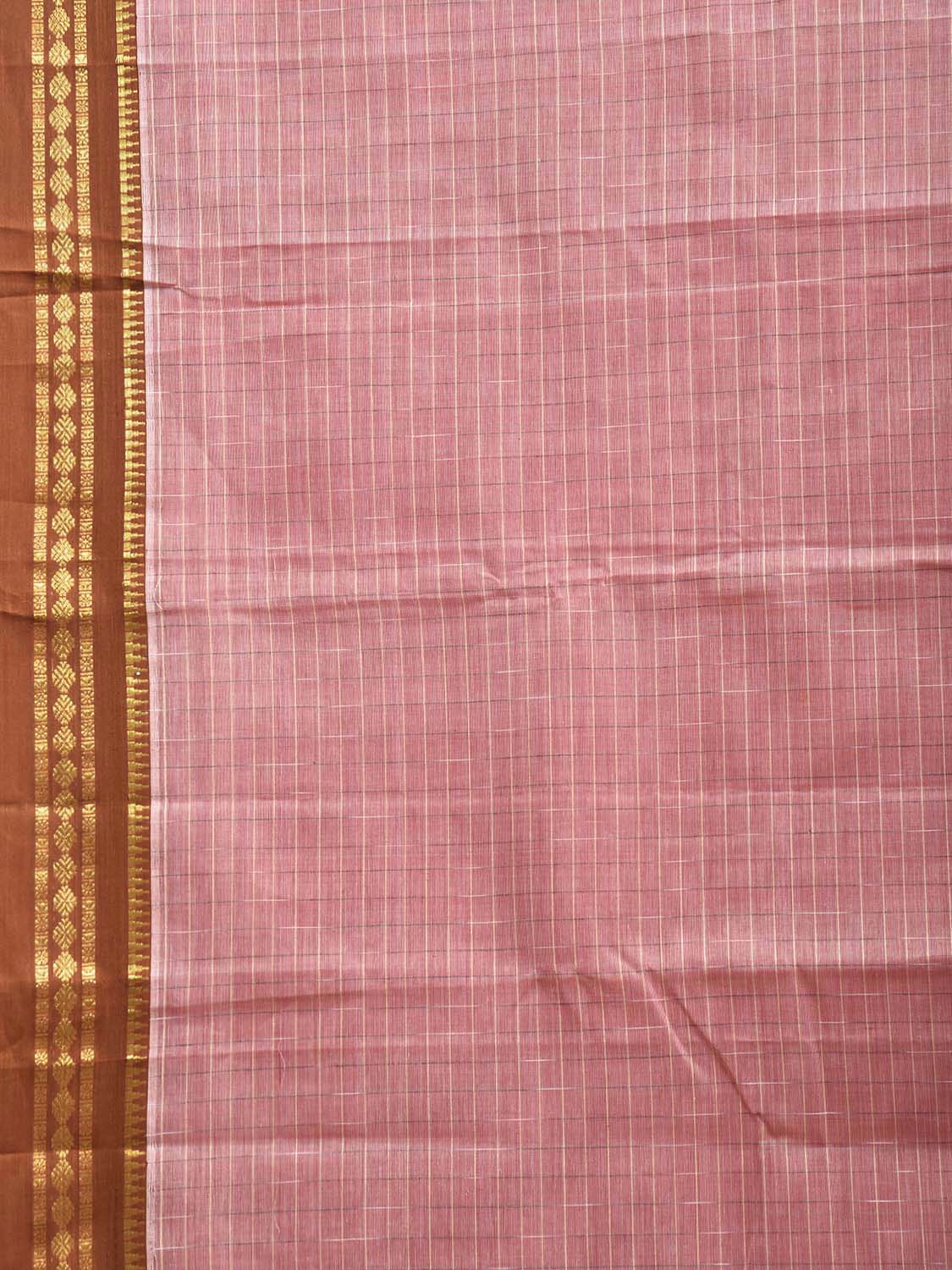 Peach and Rust Narayanpet Cotton Handloom Saree with Strips Pallu Design No Blouse np1336