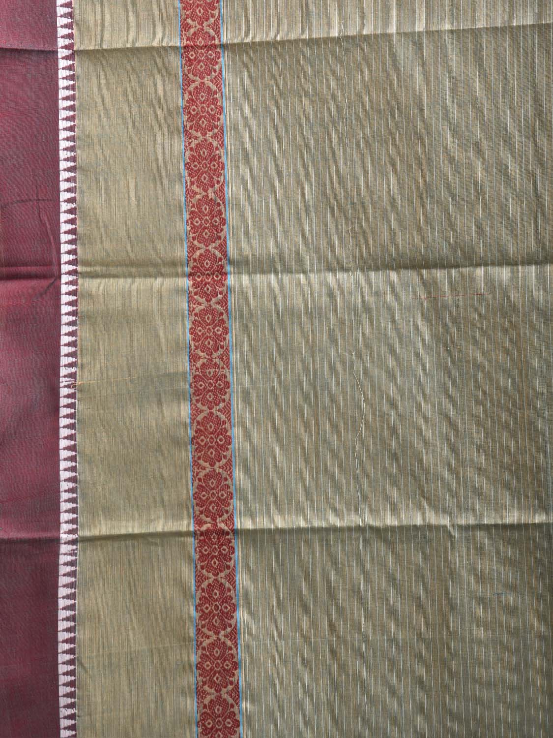 Sea Green and Maroon Narayanpet Cotton Handloom Saree with Strips Design No Blouse np1347
