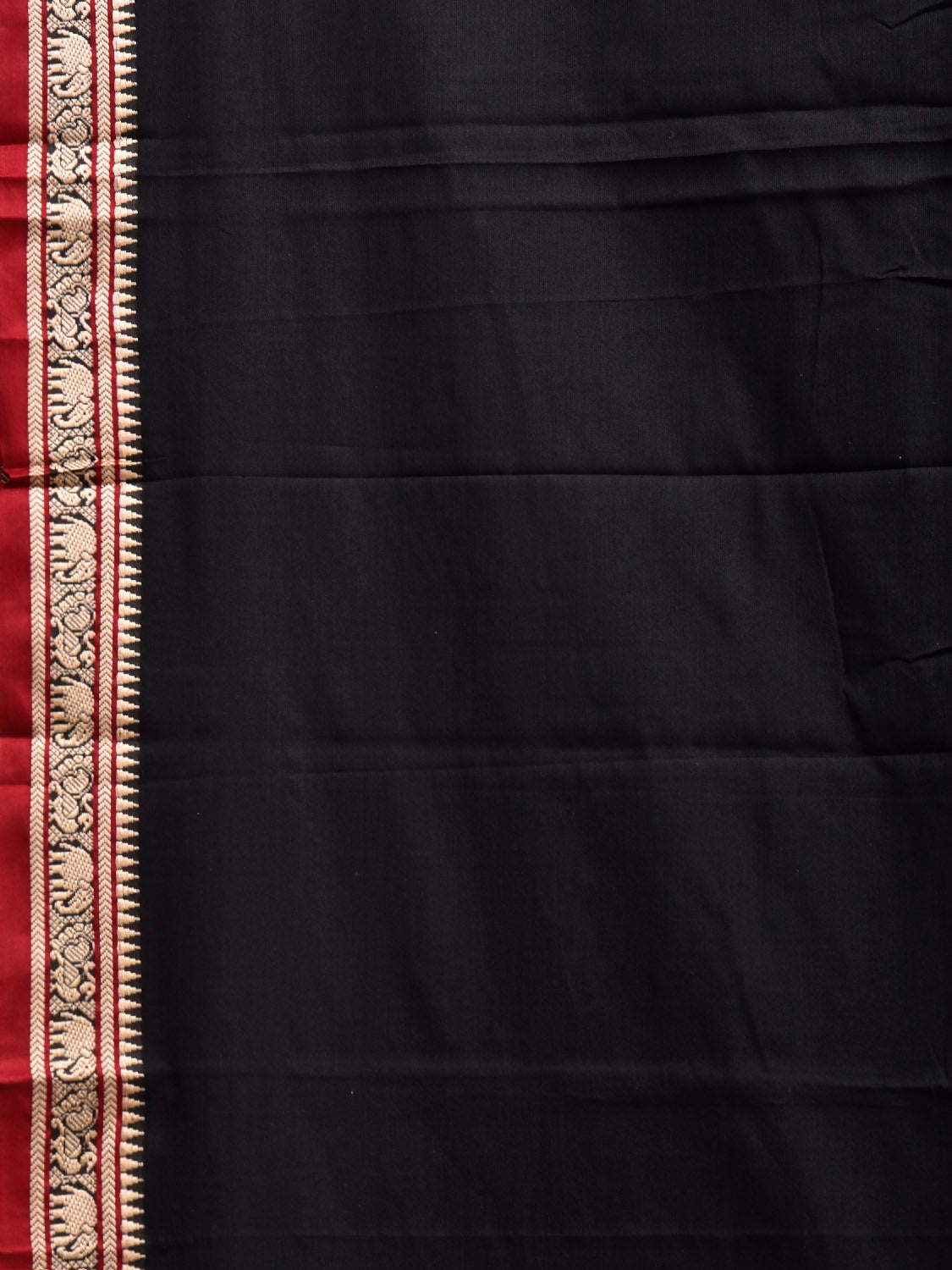 Black Narayanpet Cotton Plain Saree with Contrast Pallu Design No Blouse np1350