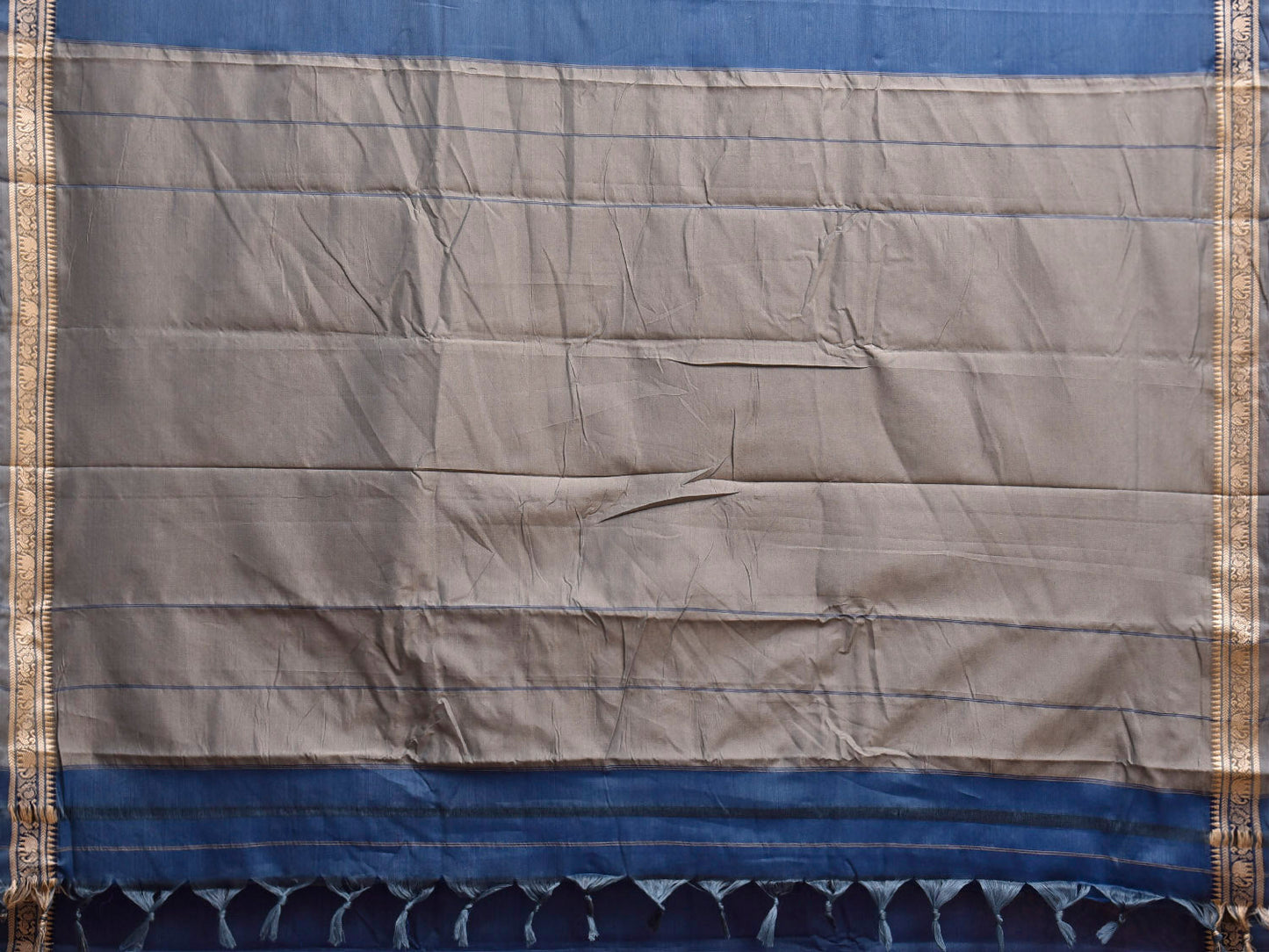 Blue Narayanpet Cotton Plain Saree with Contrast Pallu Design No Blouse np1352