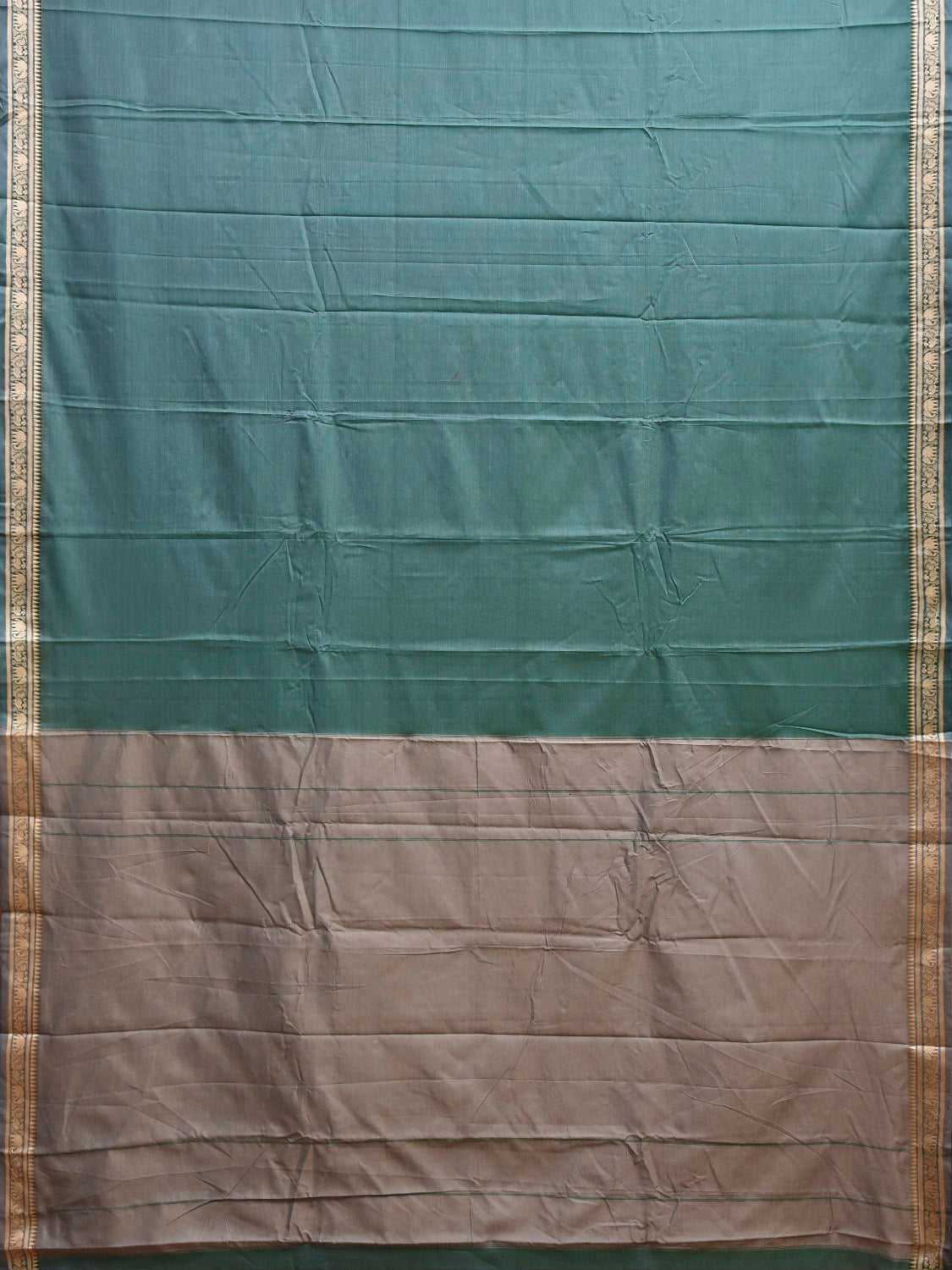 Sea Green Narayanpet Cotton Plain Saree with Contrast Pallu Design No Blouse np1353