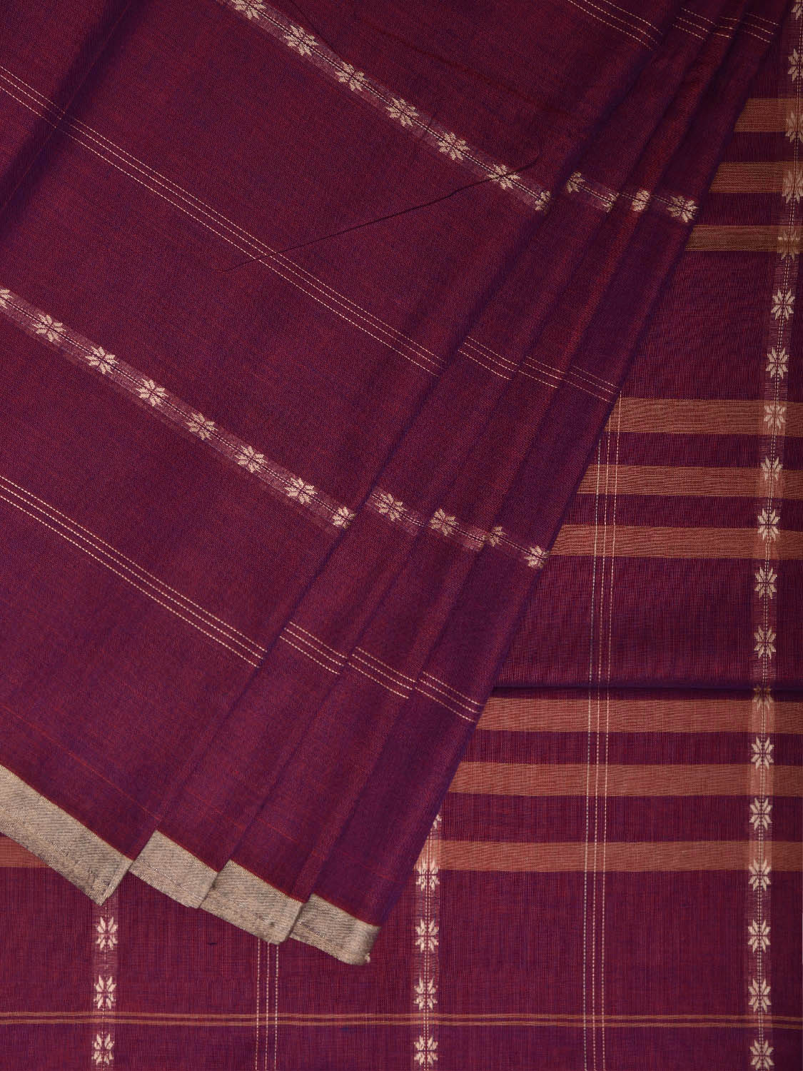 Magenta Narayanpet Cotton Saree with Strips Design No Blouse np1355