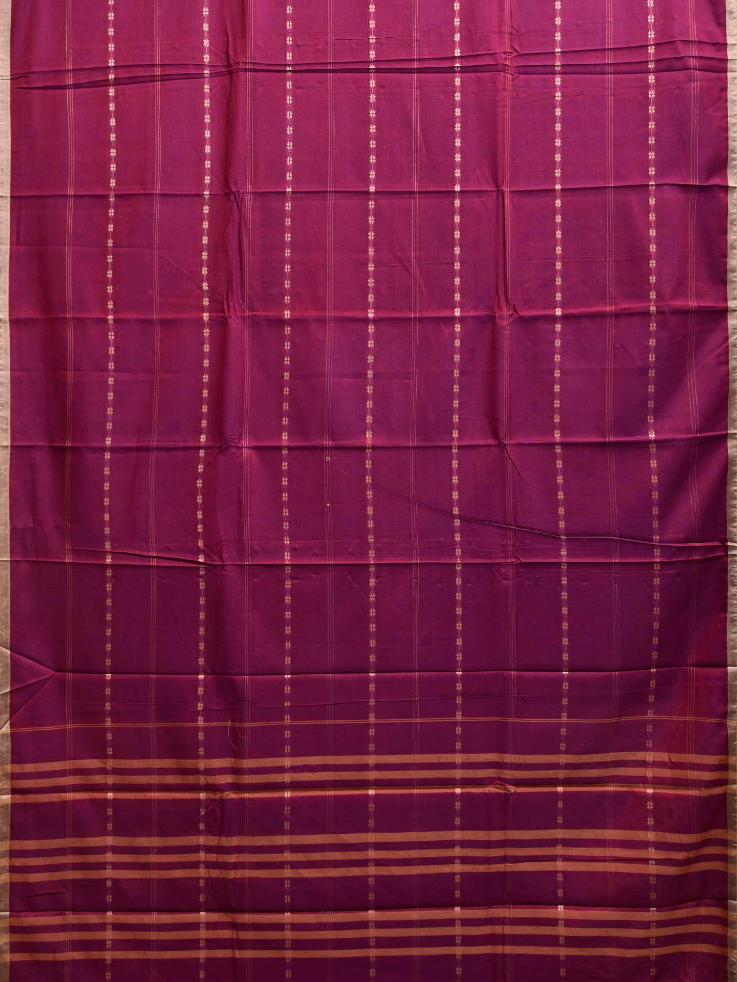Magenta Narayanpet Cotton Saree with Strips Design No Blouse np1355