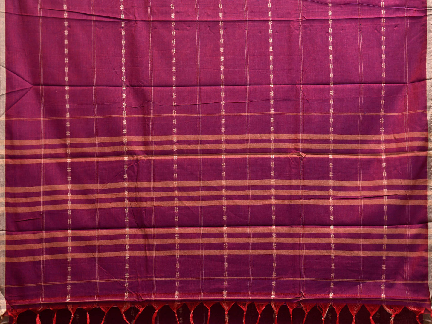 Magenta Narayanpet Cotton Saree with Strips Design No Blouse np1355
