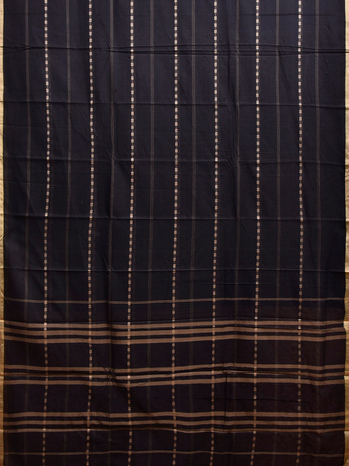Black Narayanpet Cotton Saree with Strips Design No Blouse np1356