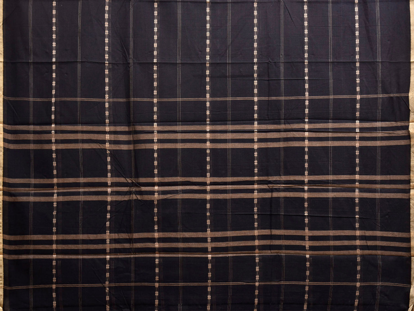 Black Narayanpet Cotton Saree with Strips Design No Blouse np1356