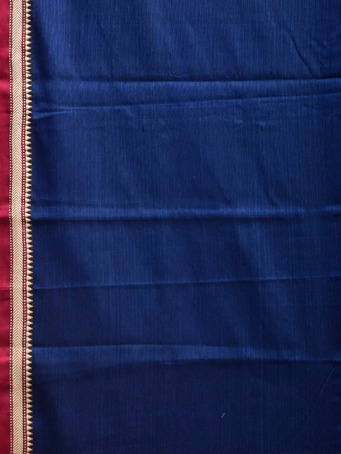 Dark Blue Narayanpet Cotton Plain Saree with Strips Pallu Design No Blousenp1359