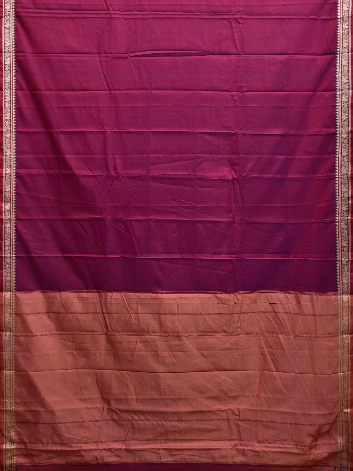 Wine Narayanpet Cotton Plain Saree with Contrast Pallu Design No Blouse np1360