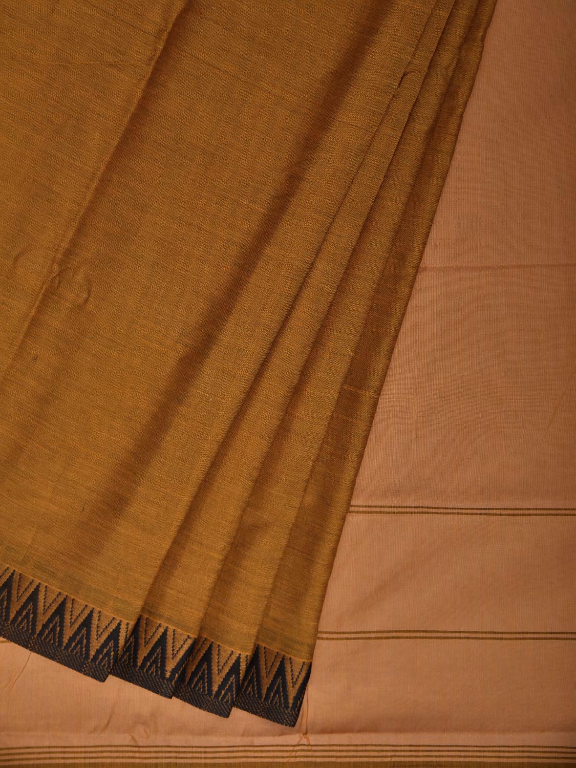 Mustard Narayanpet Cotton Plain Saree with Contrast Pallu Design No Blouse np1362