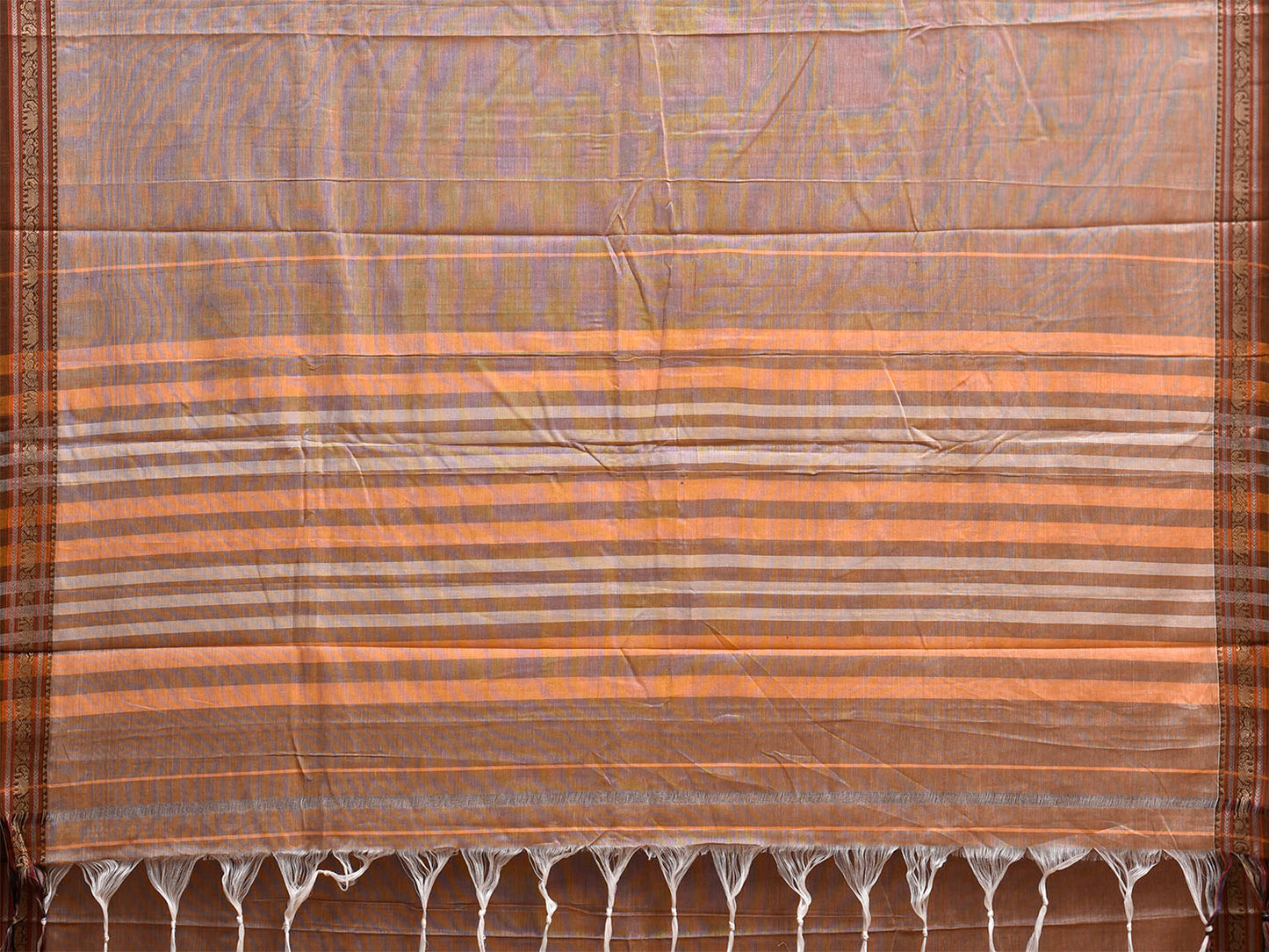 Cream Narayanpet Cotton Plain Saree with Border and Strips Pallu Design No Blouse np1371