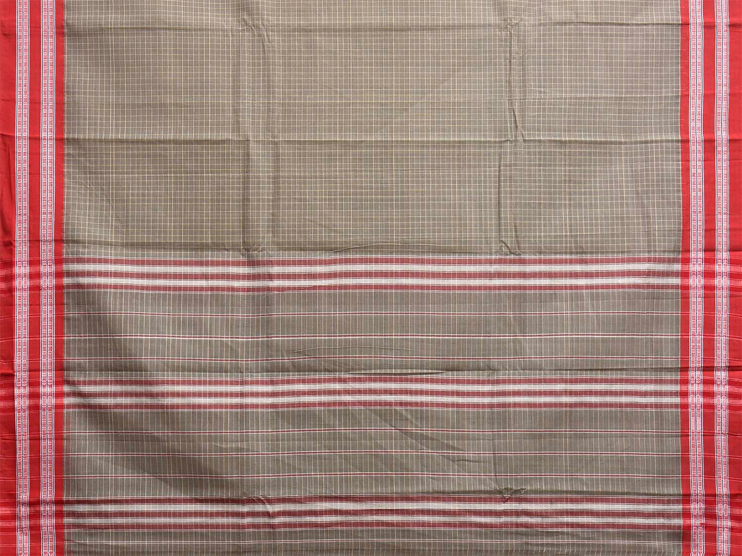 Sea Green and Red Narayanpet Cotton Handloom Saree with Checks Design No Blouse np1378