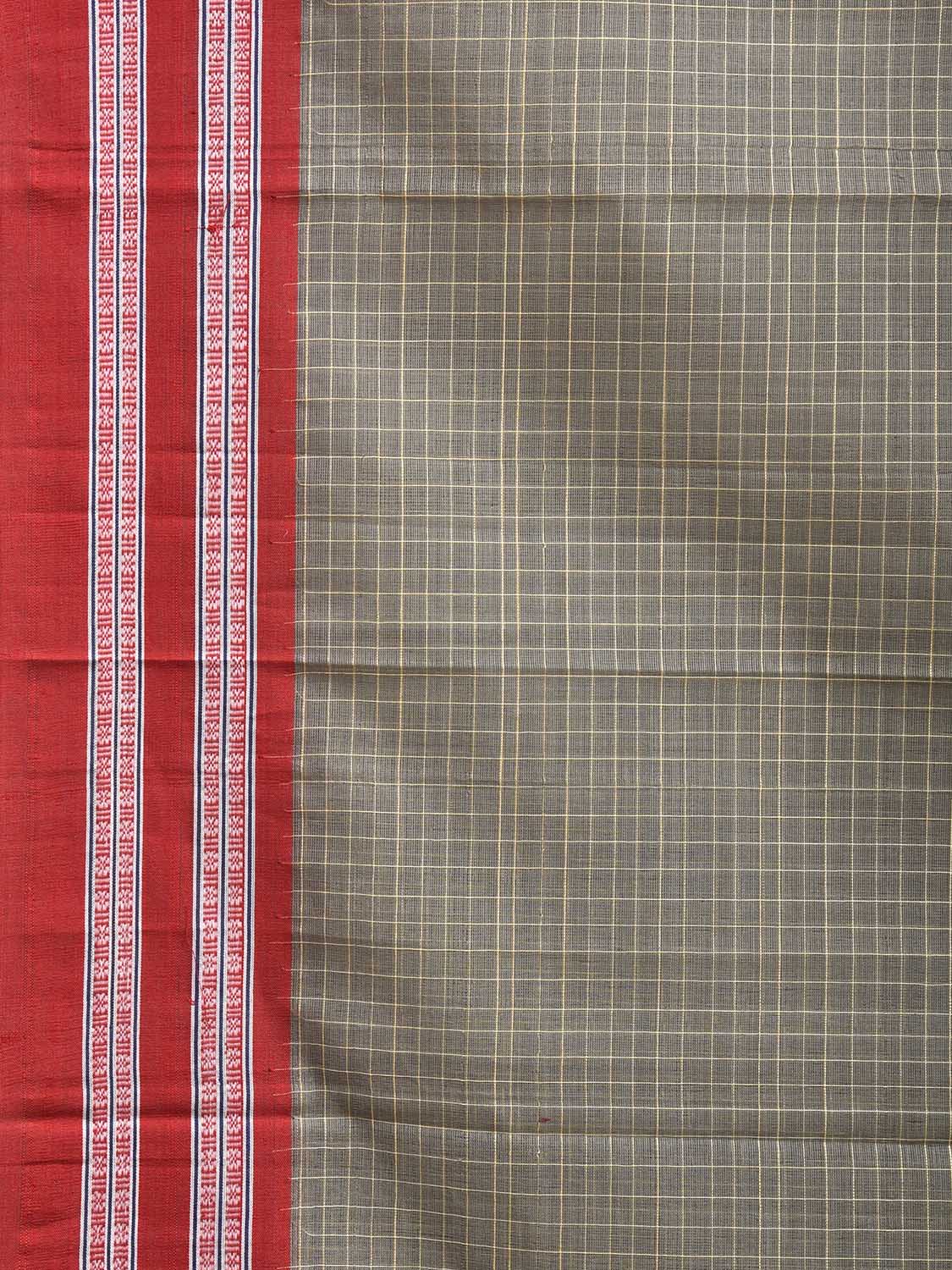 Sea Green and Red Narayanpet Cotton Handloom Saree with Checks Design No Blouse np1378