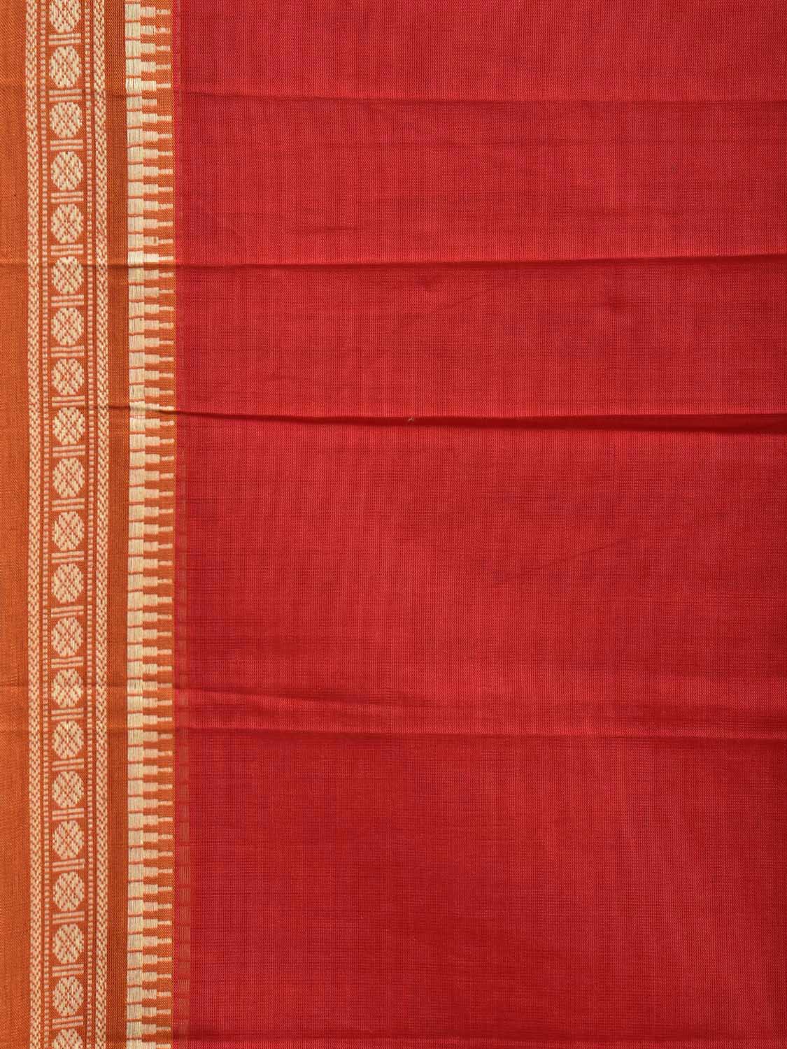 Red and Mustard Narayanpet Cotton Handloom Plain Saree with Strips Pallu Design No Blouse np1385