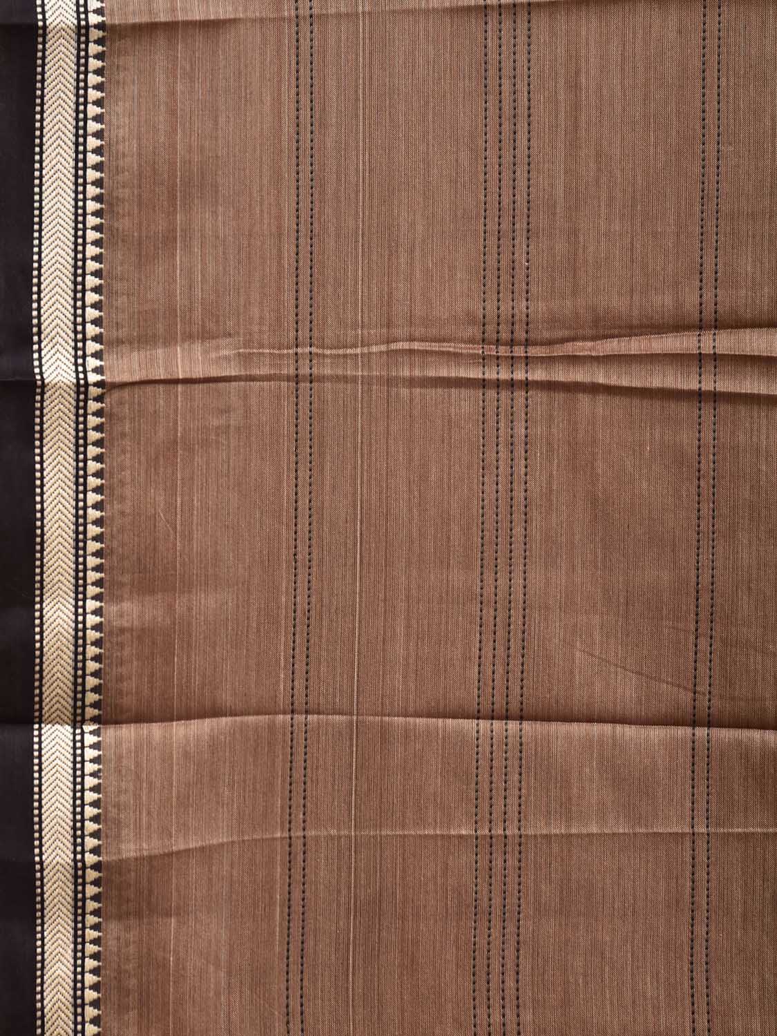 Fawn and Cream Narayanpet Cotton Saree with Strips and Contrast Pallu Design No Blouse np1389