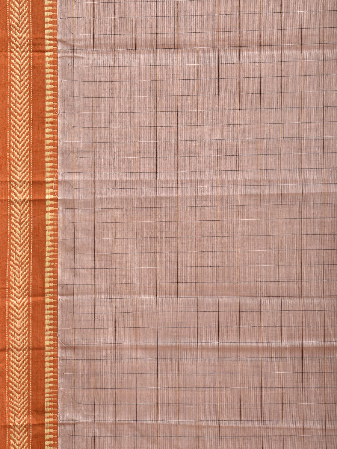Cream and Mustard Narayanpet Cotton Handloom Saree with Big Checks Design No Blouse np1401