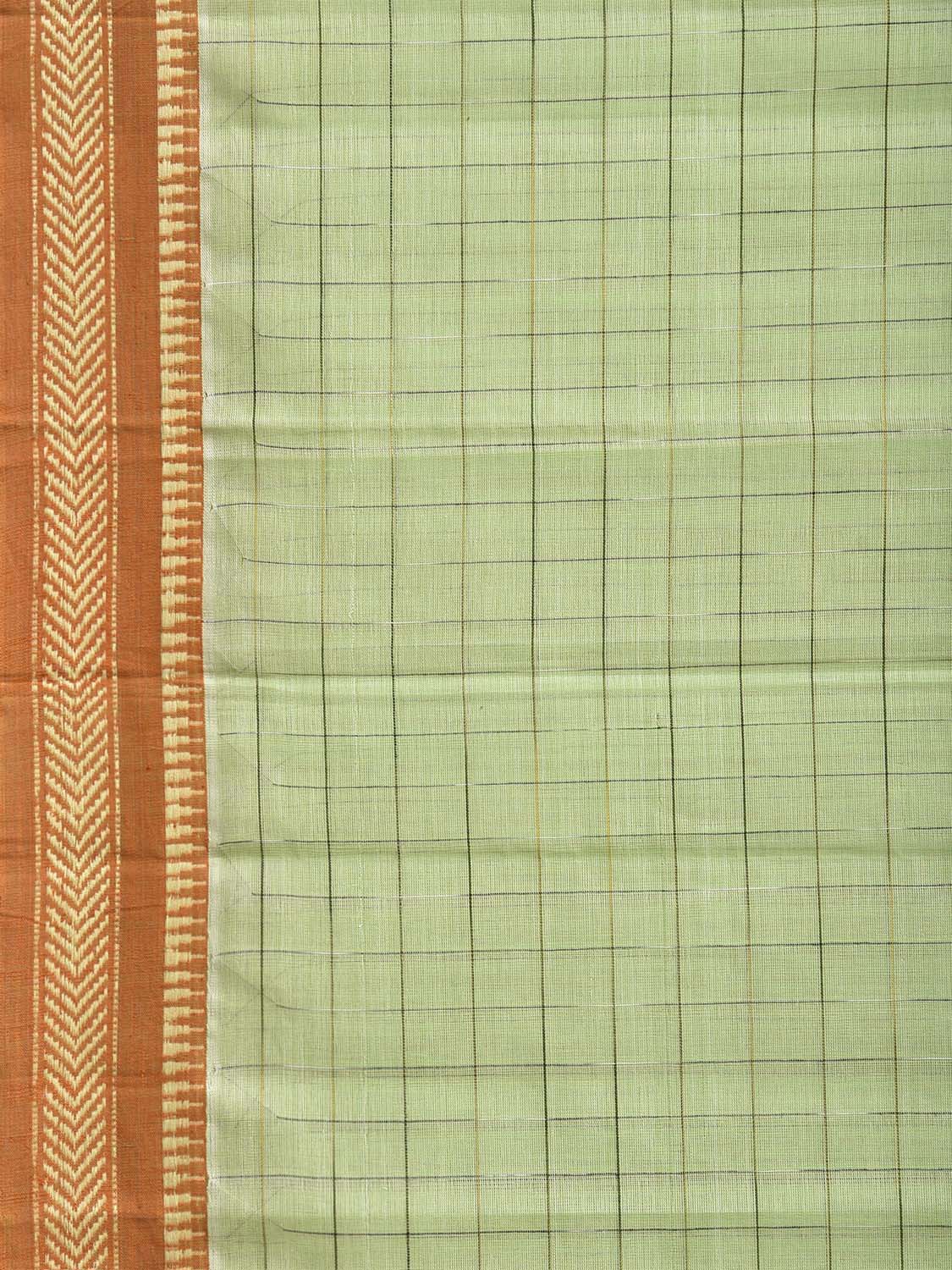 Light Green and Mustard Narayanpet Cotton Handloom Saree with Big Checks Design No Blouse np1403