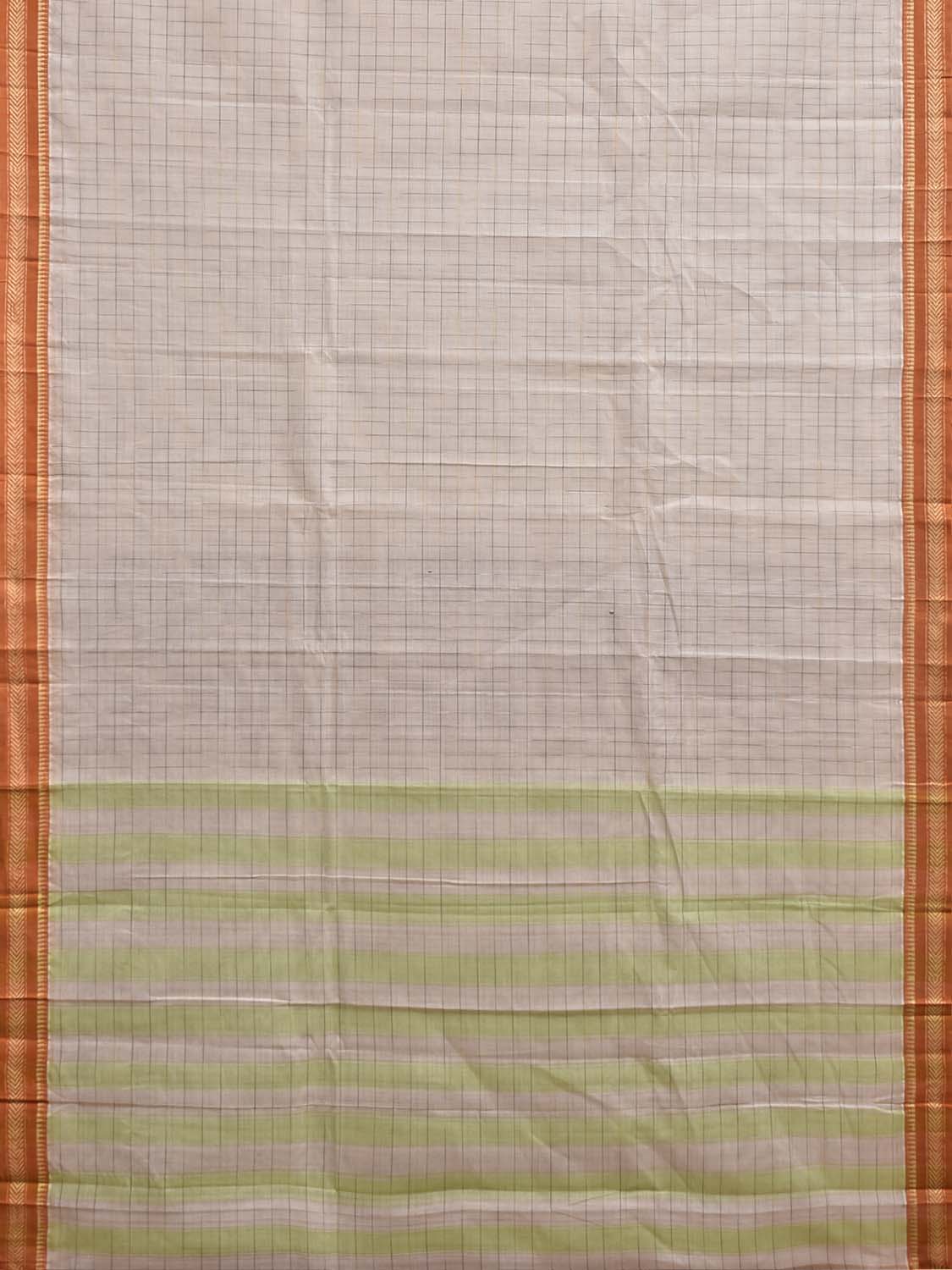 White and Mustard Narayanpet Cotton Handloom Saree with Big Checks Design No Blouse np1414