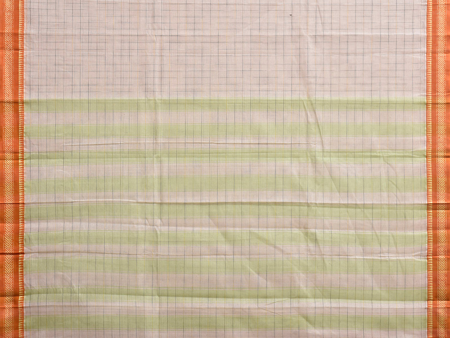 White and Mustard Narayanpet Cotton Handloom Saree with Big Checks Design No Blouse np1414