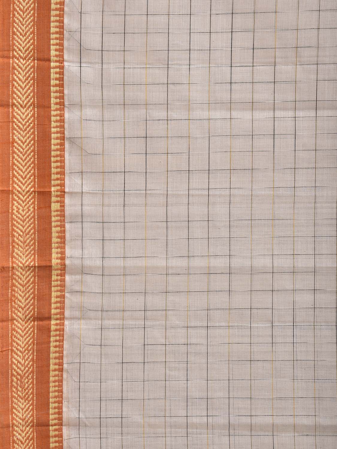 White and Mustard Narayanpet Cotton Handloom Saree with Big Checks Design No Blouse np1414