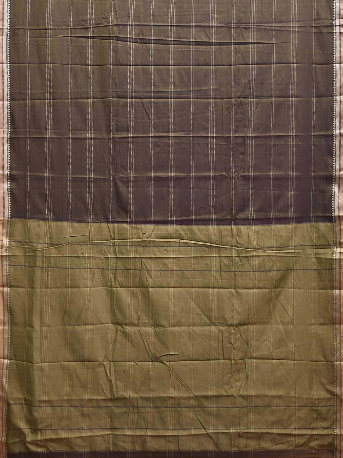 Olive Narayanpet Cotton Saree with Strips Body Design No Blouse np1425